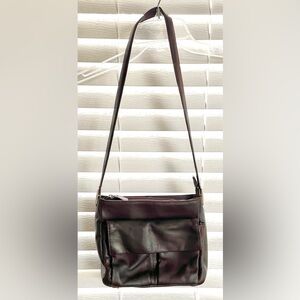 Liz Claiborne CRAZY HORSE Shoulder Bag-Leather/Faux Leather -Multi-Section-Brown